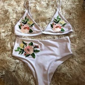 NWOT Two Piece Bikini White and Floral
